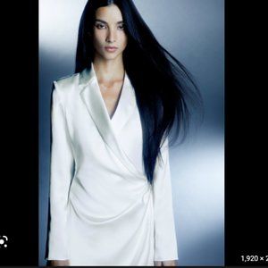 Brand New ZARA Satin Effect Shoulder Pad Dress